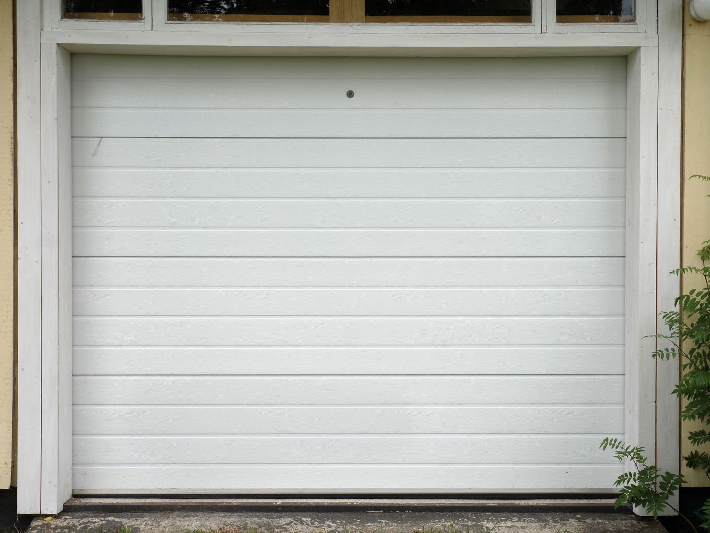 Close view of a clean sectional garage door